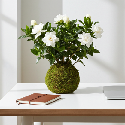 kokedama gardenia flor