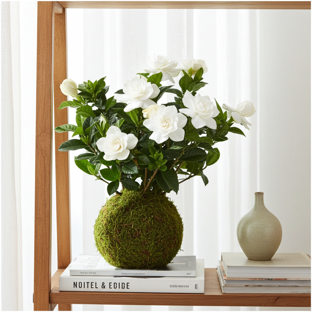 gardenia jasminoides planta kokedama