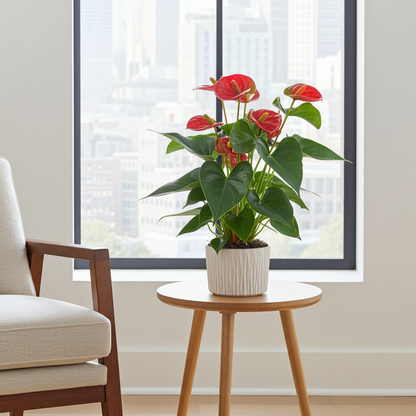 anthurium rojo ventana